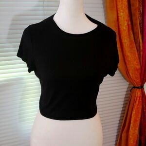 BOOHOO Black Crop T Shirt